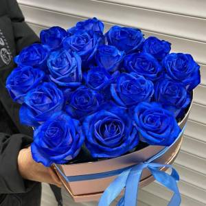 Сердце из 17 синих роз R608